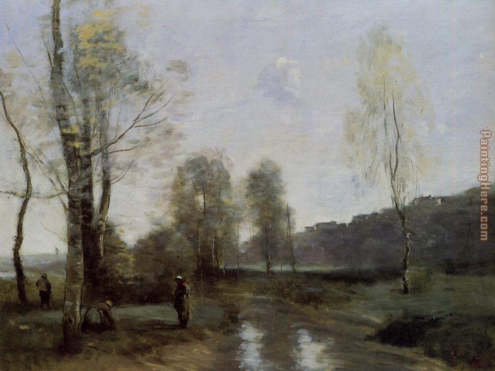 Canal in Picardi painting - Jean-Baptiste-Camille Corot Canal in Picardi art painting
